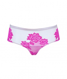 Turn up the heat with these luxe lace boy shorts from La Perla - Slim fit, small waistband, nude with fuchsia lace front detail - Perfect under any outfit or for stylish lounging Turn up the heat with these luxe lace boy shorts from La Perla - Slim fit, small waistband, nude with fuchsia lace front detail - Perfect under any outfit or for stylish lounging