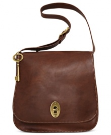 Add an artisanal feel to your accessories arsenal with this classic desiign from Fossil. Sumptuous leather is accented with delicate detail stitching and turnlock closure, for a look that's effortlessly on-trend. Add an artisanal feel to your accessories arsenal with this classic desiign from Fossil. Sumptuous leather is accented with delicate detail stitching and turnlock closure, for a look that's effortlessly on-trend.