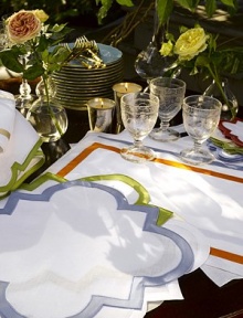 EXCLUSIVELY AT SAKS.COM. A formal accompaniment to any gourmet gathering, designed in pure linen with a contrasting appliqué border. Set of 418 X 18LinenMachine washImported EXCLUSIVELY AT SAKS.COM. A formal accompaniment to any gourmet gathering, designed in pure linen with a contrasting appliqué border. Set of 418 X 18LinenMachine washImported