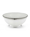 An art deco inspired design, platinum trim and metallic dots lend the Westerly Platinum fruit bowl sophisticated polish. This versatile collection perfectly coordinates with a variety of stemware and table linens. Qualifies for Rebate