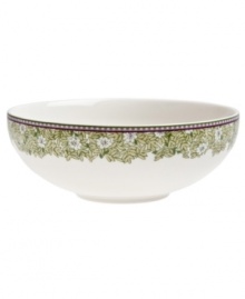 A pattern with a past adorns the Daisy Green soup bowl, featuring verdant blooms plucked from Monsoon's textile archives. Denby bone china brings modern durability to a look of vintage charm. A pattern with a past adorns the Daisy Green soup bowl, featuring verdant blooms plucked from Monsoon's textile archives. Denby bone china brings modern durability to a look of vintage charm.