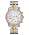 Triple play: this classic steel watch from Michael Kors' Ritz collection swims with elegance with rosy and golden tones.