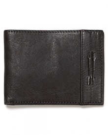 Wrought in fine leather, this wallet makes a fine choice for toting all your essentials. A double arrow logo and tight stitching add detail to the exterior and inside the fold, 5 card slots and a bill slot neatly organize your cash, IDs and credit cards. Wrought in fine leather, this wallet makes a fine choice for toting all your essentials. A double arrow logo and tight stitching add detail to the exterior and inside the fold, 5 card slots and a bill slot neatly organize your cash, IDs and credit cards.
