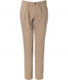 Stylish pants in honey-colored cotton - Trendy pleats update the classic khaki look - Form-fitting, narrow legs - Must-have wardrobe staple perfect for everyday - Pair with boatneck shirt and ballet flats