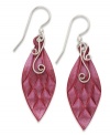 Pink inspiration. Jody Coyote's feathery earrings feature pink patina bronze drops with a sterling silver swirl accent and backing. Approximate drop: 1-3/4 inches.