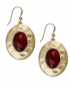 With a hammered oval silhouette, these drop earrings bring an appearance of vintage perfection. Style&co.'s design also boasts a resin stone at the center. Crafted in matte gold tone mixed metal. Approximate drop: 1-3/8 inches.