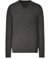 Bring comfort and cool style to your casual look with this wool-blend pullover from Vince - V-neck, long sleeves, slim fit - Pair with straight leg jeans and a leather jacket