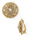 As if unearthed from a socialite's jewel box, this pair of button earrings from Carolee Lux flaunt an heirloom quality with ornate floral and crystal accents.