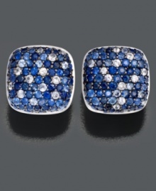 Steely blue squares of alluring round-cut sapphire (4 ct. t.w.) are a gorgeous addition to any look. Set in sterling silver, from Effy Collection.