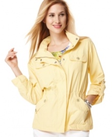 Style&co.'s petite anorak is the perfect jacket for all your springtime activities with its drawstring waist and sporty silhouette. Style&co.'s petite anorak is the perfect jacket for all your springtime activities with its drawstring waist and sporty silhouette.