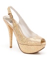 Stuart Weitzman Slingbacks - Vevey Glitter Peep Toe