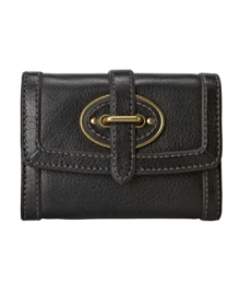 Get a vintage-chic allure with this sleek multi-function wallet by Fossil. Aged goldtone hardware and an ultra organized interior keeps all your essentials where they belong while looking fab. Get a vintage-chic allure with this sleek multi-function wallet by Fossil. Aged goldtone hardware and an ultra organized interior keeps all your essentials where they belong while looking fab.