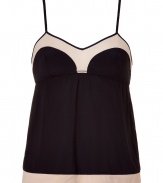 Whether youre looking to lounge in style or add some comfort to your evening look, this chic Philip Lim camisole slip top up the style factor - V-neck, empire waist, contrasting color block detailing at bust and bodice, adjustable straps, back hook and eye closure - Pair with a kimono and cashmere pants for at-home style or skinny jeans, a shawl neck cardigan, and booties for off-duty cool