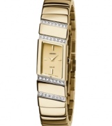 This solar-powered watch from Seiko radiates style with shimmering crystal accents.