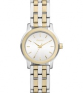 A luxe blend of colors lend a lovely look to this steel watch from DKNY.