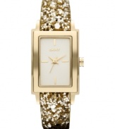 Perfect your party look with this sequined leather watch from DKNY.