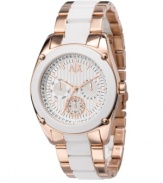 Rosy with a chance of shimmer. The forecast is nothing but style for this watch by AX Armani Exchange.