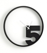 Focus on five o'clock with the Take 5 wall clock from Umbra. An off-center dial and bold black number give it a quirky-fun style perfect for modern spaces.