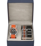 Change up your style on the fly with this sporty watch set from Nautica.