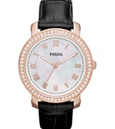 A mix of feminine grace and rich design creates an Emma collection watch, by Fossil.