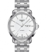 Keep your look stylish and your schedule on-time with this Automatic III watch from Tissot.