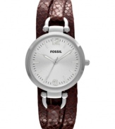 Coil your wrists in serpentine style with this python-printed Georgia collection watch, by Fossil.