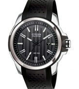Black and silver sophistication with sport watch appeal, by Citizen. The Eco-Drive tech harnesses the power of natural and artificial light, never needing a battery. From the Drive from Citizen Eco-Drive collection.