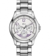 Change up your workday attire with the purple accents on this Sofia collection watch from Lacoste.