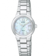 Clean lines create the sophisticated silhouette of this Eco-Drive sport watch by Citizen.