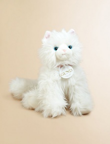 This adorably soft, purr-fectly plush, long-haired, absolutely gorgeous kitty has pink satin ears and bright blue eyes.14W X 14HRecommended for ages 3 and upPolyesterSurface washImported This adorably soft, purr-fectly plush, long-haired, absolutely gorgeous kitty has pink satin ears and bright blue eyes.14W X 14HRecommended for ages 3 and upPolyesterSurface washImported
