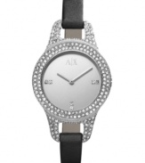 Swarovski elements crystallize the slim silhouette of this AX Armani Exchange watch.