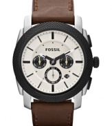 Keep your day in motion with this precise chronograph watch from Fossil's Machine collection.