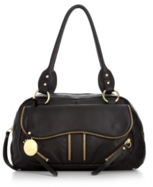 A lady-like silhouette gets an edgy upgrade with this Franco Sarto satchel that makes a serious style statement. Luxe leather is outfitted with eye-catching zipper details, while the organized interior lets you take along your everyday must-haves. A lady-like silhouette gets an edgy upgrade with this Franco Sarto satchel that makes a serious style statement. Luxe leather is outfitted with eye-catching zipper details, while the organized interior lets you take along your everyday must-haves.
