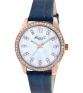 Look beautiful in blue with this eye-catching leather watch from Kenneth Cole New York.