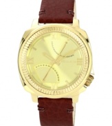 Oxblood leather creates a bold timepiece from Vince Camuto.
