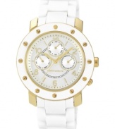 Bright white ceramic lends a structured yet stylish look to this Vince Camuto watch.