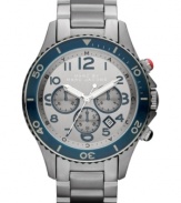 Navy accents add rich detail to this chronograph watch from Marc by Marc Jacobs.