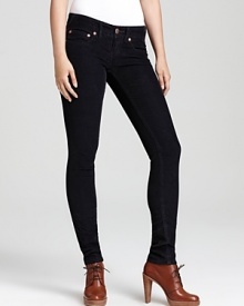 Skinny Free People corduroy pants lend texture to your off-duty wardrobe and boasts twisted seam detail that wraps from the inseam through the front for a trend-right season.