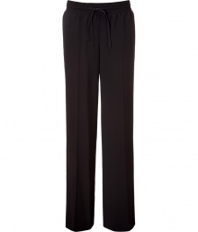 Combine comfort and trend-right style with these wide leg pants from DKNY - Elasticized waist with drawstring, straight cut wide leg, front crease detail, cuffed hem - Pair with a long sleeve henley, a boyfriend blazer, and peep-toe platforms Combine comfort and trend-right style with these wide leg pants from DKNY - Elasticized waist with drawstring, straight cut wide leg, front crease detail, cuffed hem - Pair with a long sleeve henley, a boyfriend blazer, and peep-toe platforms