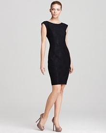 Dazzling yet demure, this body-conscious French Connection dress shows off your figure without revealing too much, while an all-over lace print adds stylish allure. Dazzling yet demure, this body-conscious French Connection dress shows off your figure without revealing too much, while an all-over lace print adds stylish allure.