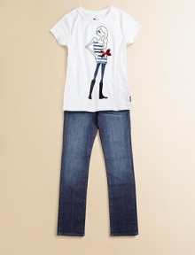 A mixed-media cotton tee with a hint of big-girl attitude.CrewneckShort sleevesPull-on styleCottonMachine washImported A mixed-media cotton tee with a hint of big-girl attitude.CrewneckShort sleevesPull-on styleCottonMachine washImported