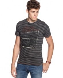 Earn your style stripes with this graphic t-shirt from Kenneth Cole Reaction.