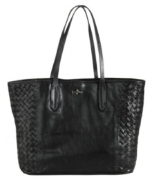 It's all in the details with this fabulous tote from Cole Haan. Woven sides bring a fresh new look to this classic silhouette, while a subtle signature accent is placed at front. It's all in the details with this fabulous tote from Cole Haan. Woven sides bring a fresh new look to this classic silhouette, while a subtle signature accent is placed at front.
