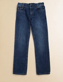Medium-washed jeans are updated with slight fading, whiskering and leather logo tab in a slim-fitting silhouette.Front button closureAdjustable waistband with belt loopsZip flyFive-pocket styleCottonMachine washImported Medium-washed jeans are updated with slight fading, whiskering and leather logo tab in a slim-fitting silhouette.Front button closureAdjustable waistband with belt loopsZip flyFive-pocket styleCottonMachine washImported