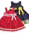She's been spotted! There will be no way to hide how cute she is in this precious polka dot sundress from Blueberi Boulevard.