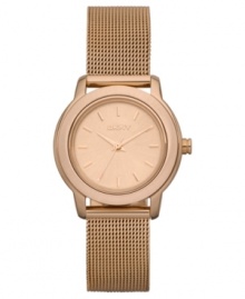 Add a warm touch to your weekend look with this rose-gold hued watch from DKNY.