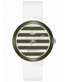 A sporty Goa unisex watch from Lacoste with preppy stripes for an All-American look. A sporty Goa unisex watch from Lacoste with preppy stripes for an All-American look.