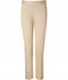 Achieve classic style with these flattering cotton pants from Moschino Cheap & Chic - Wide waistband, straight leg, front crease detail, concealed side zip closure, ankle length - Wear with a silk blouse, platform heels, and an oversized satchel