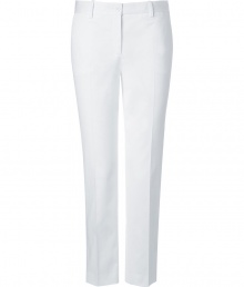 With a pristine tailored cut and trend-right hue, Jil Sander Navys white pants are an essential new-season staple - Side and buttoned back slit pockets, zip fly, button closure, belt loops - Slim, straight leg - Wear with a bright button-down, heels and a leather tote With a pristine tailored cut and trend-right hue, Jil Sander Navys white pants are an essential new-season staple - Side and buttoned back slit pockets, zip fly, button closure, belt loops - Slim, straight leg - Wear with a bright button-down, heels and a leather tote
