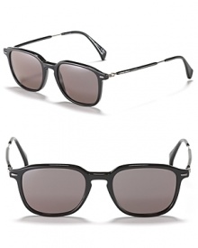 A new chic take on the classic wayfarer features thin frames and a rounded silhouette. A new chic take on the classic wayfarer features thin frames and a rounded silhouette.